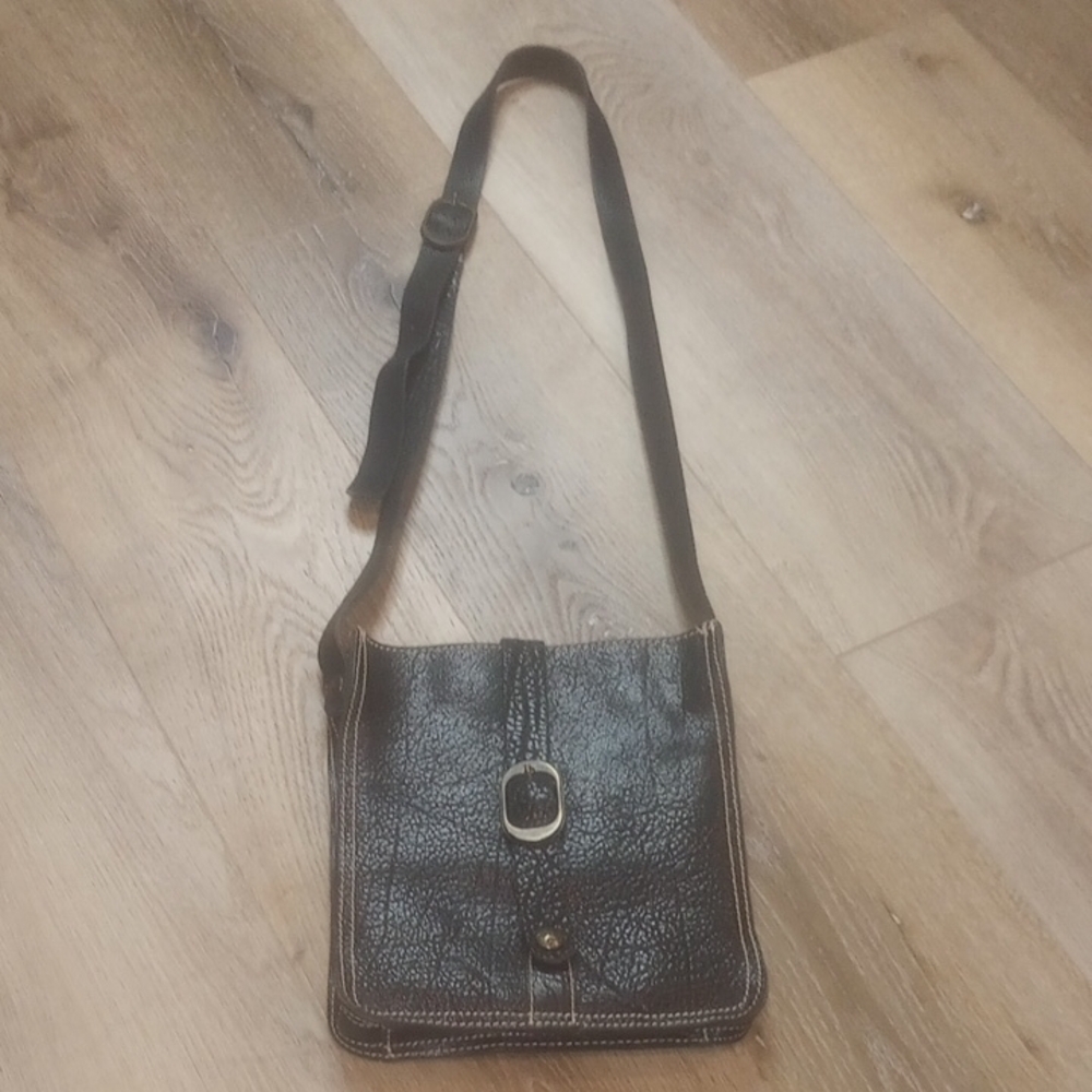 Patricia Nash Black Crossbody Messenger Bag 100% Leather
